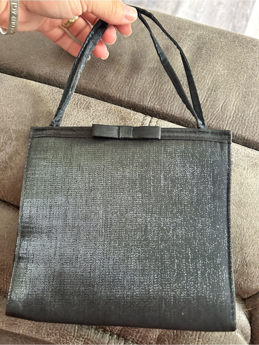 4/$100 Elegant Black Satin Evening Bag with Bow purse